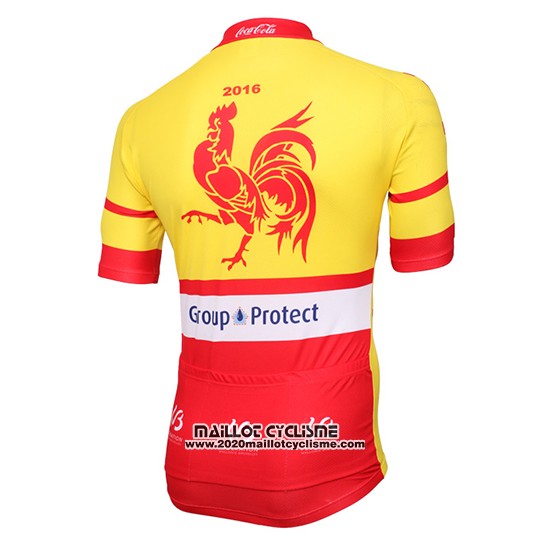 2016 Maillot Ciclismo Wallonie Bruxelles Jaune et Rouge Manches Courtes et Cuissard